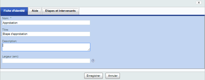 Formulaire de duplication d'une étape - Fiche d'identité