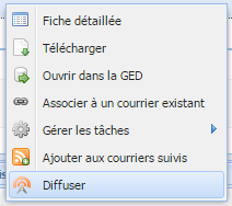 Menu contextuel du courrier